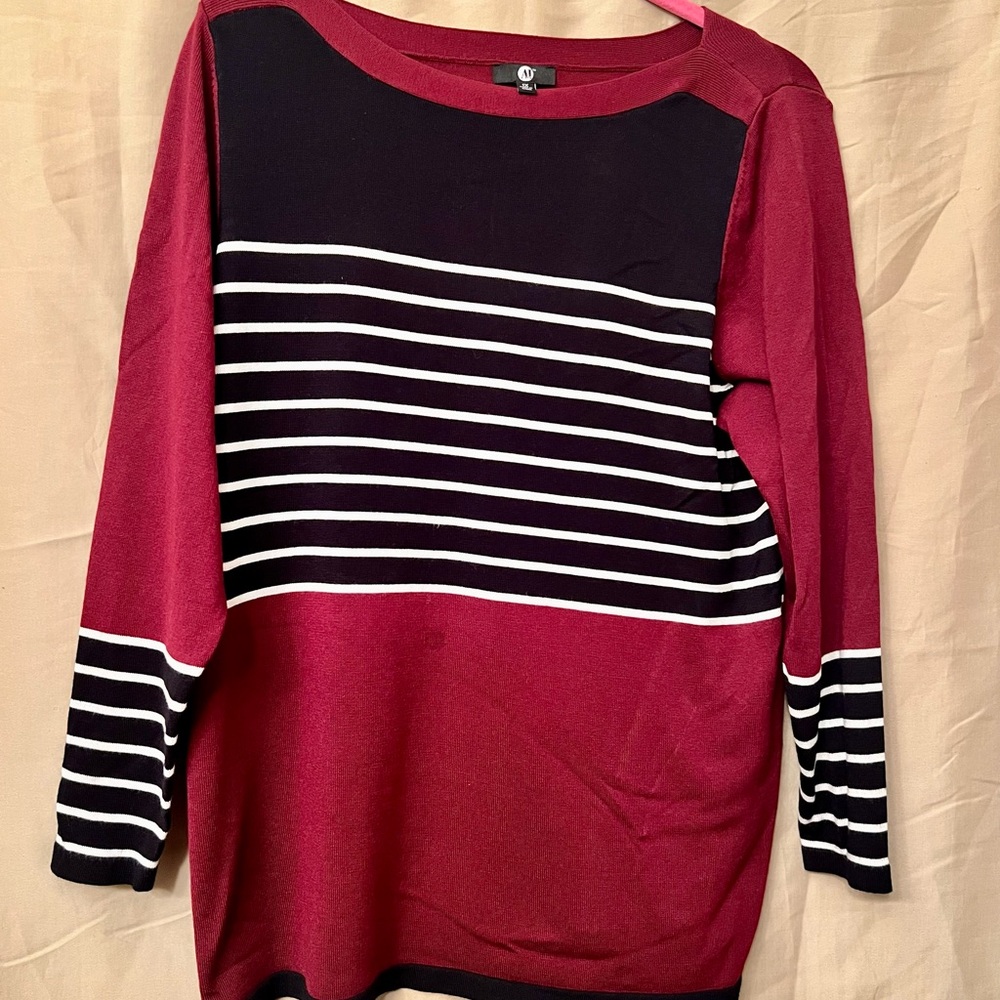 Elegant Red and Black Striped Women's Sweater